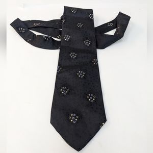 Bachrach Silk Tie Black with yellow gold and blue Dots T3